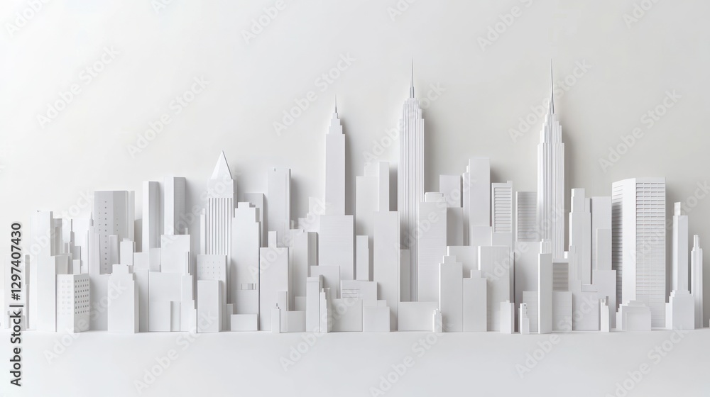 Papercut City Skyline, Abstract Architectural Background, Modern Design, Digital Art Papercut City Skyline, Abstract Architectural Background, Modern Design, Digital Art
