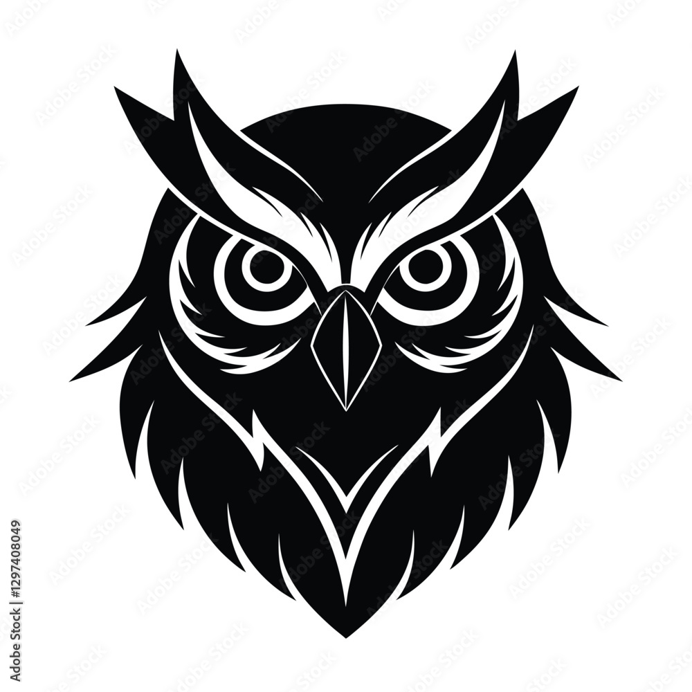 Obraz premium Wise Owl Head Detailed Design Vector Illustrations