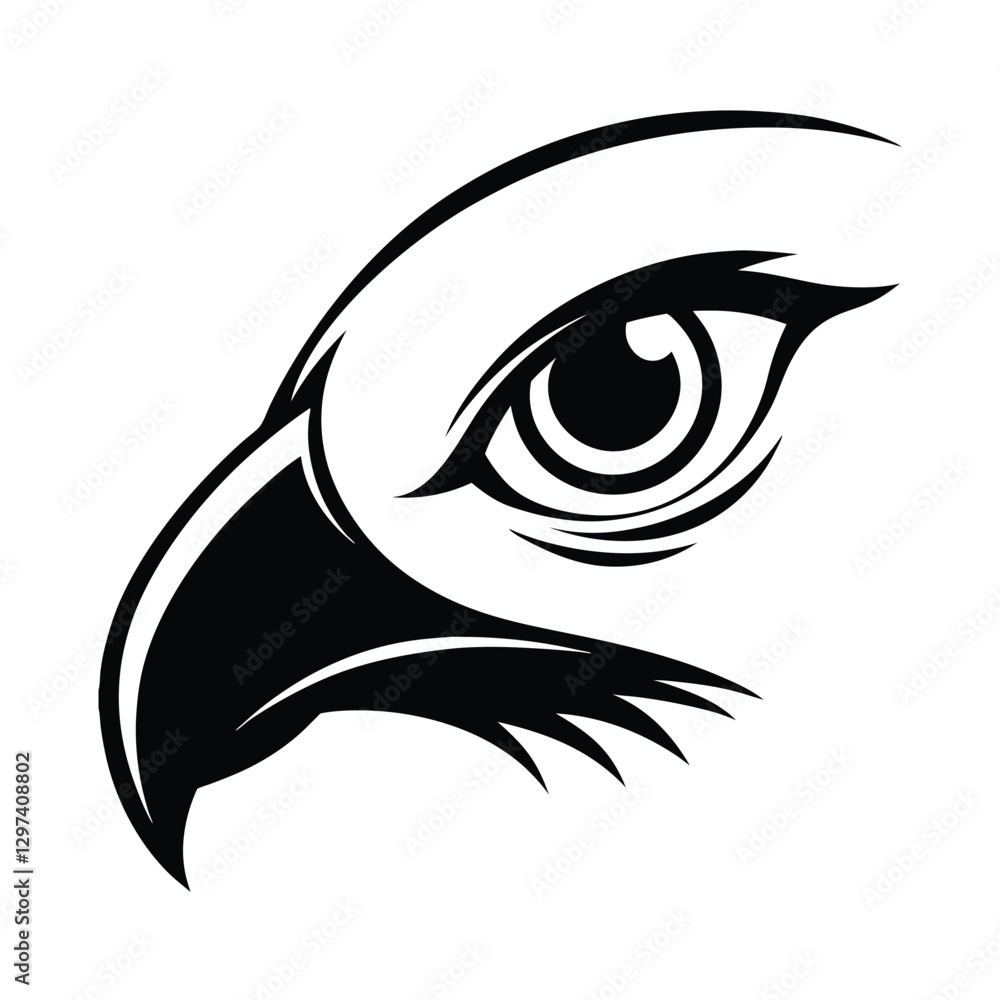 Obraz premium Sharp Hawk Eye Detailed Head Vector Illustrations