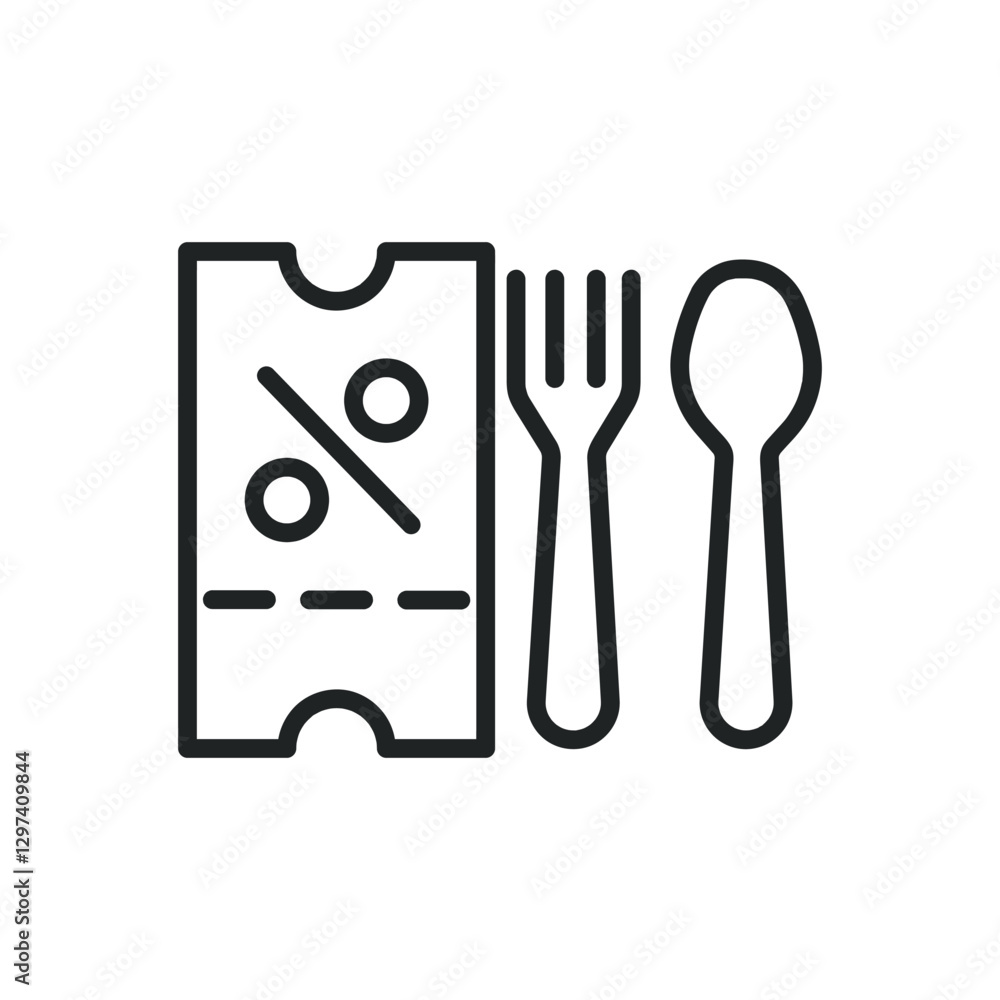 Fototapeta premium Food discount thin line icons. Editable stroke and Perfect pixel on transparent background