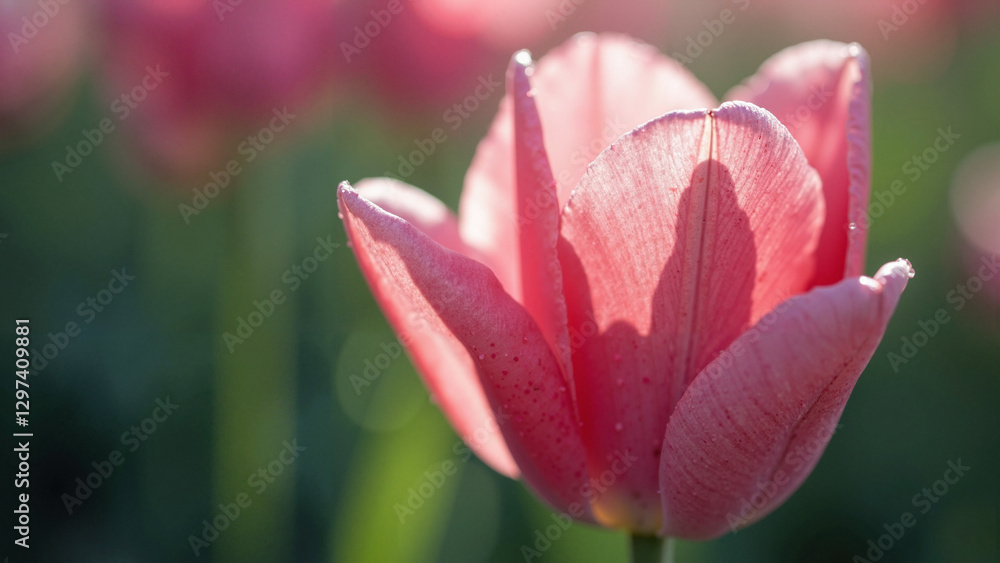 Delicate Pink Tulip Close-Up: Perfect for Mother's Day Campaigns, Floral Ads, and Spring-Themed Marketing Materials Delicate Pink Tulip Close-Up: Perfect for Mother's Day Campaigns, Floral Ads, and Spring-Themed Marketing Materials