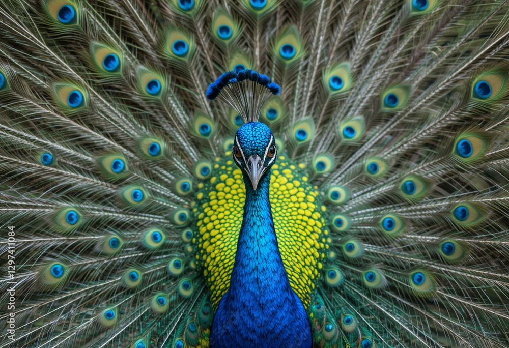 Obraz premium Majestic Peacock Display: A Vibrant Plume of Feathers