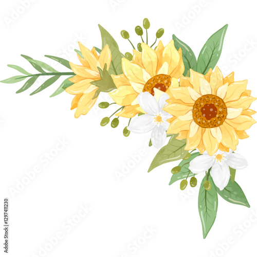 A sunny floral swag illustration, adding a cheerful touch to any event