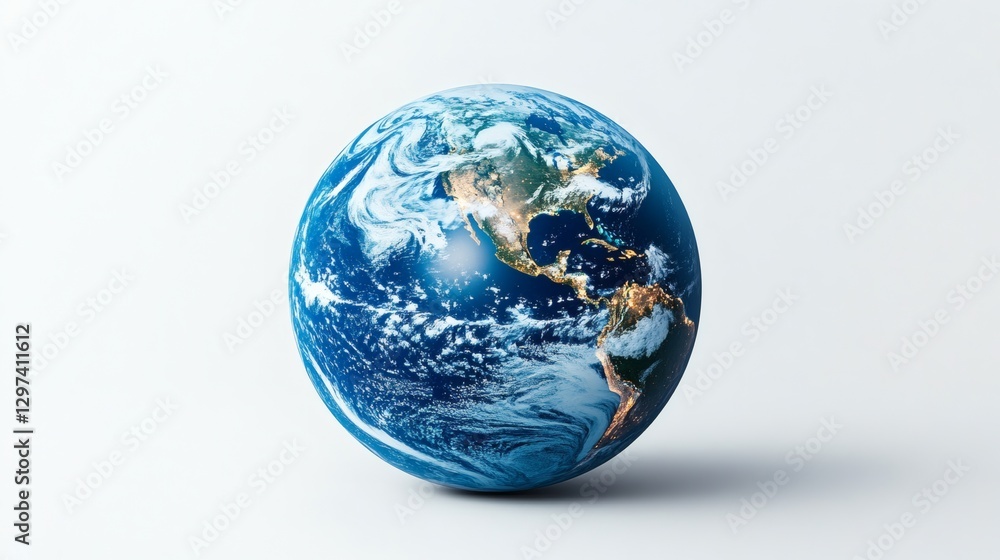 Fototapeta premium Pixelated Earth Globe on White Background