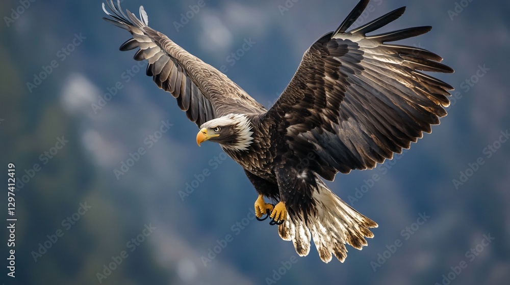 Obraz premium Majestic Eagle Flying in the Vast Blue Sky - Premium Stock Photo