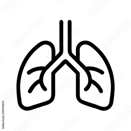 black and white lungs icon in white background