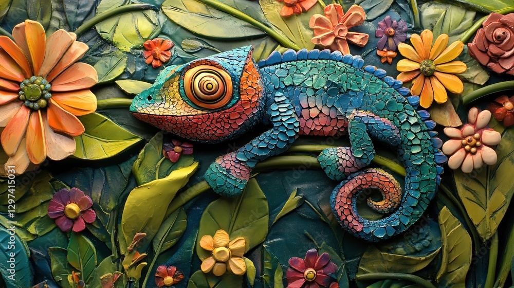 custom made wallpaper toronto digitalColor-changing chameleon blending into natural environment, wildlife photography for design projects