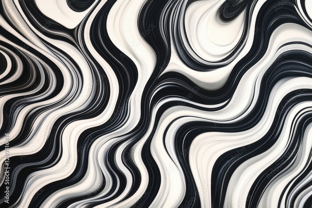 Fototapeta premium Bold black and white stripes create a mesmerizing abstract pattern on a textured surface in a contemporary setting
