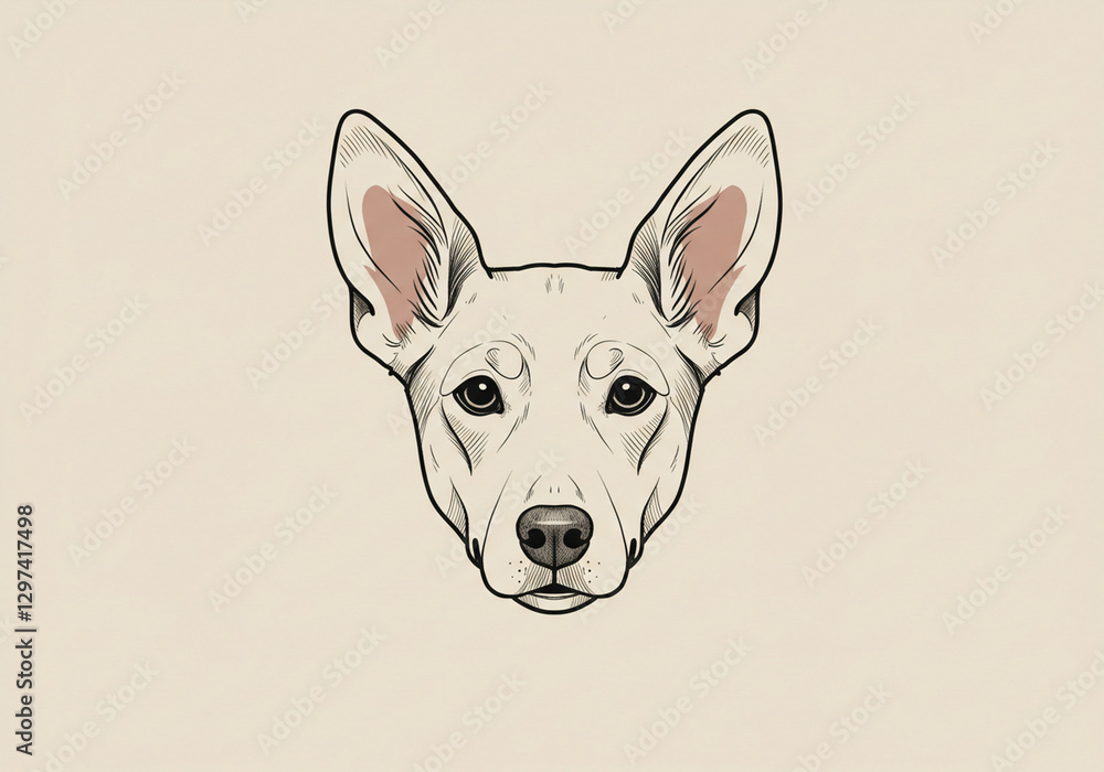 Elegant Line Art Portrait of a White Dog Elegant Line Art Portrait of a White Dog