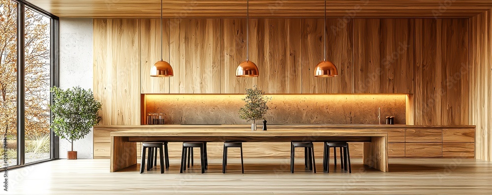 Obraz premium Mock White Eatery Interior: Wooden Ceiling Cafes