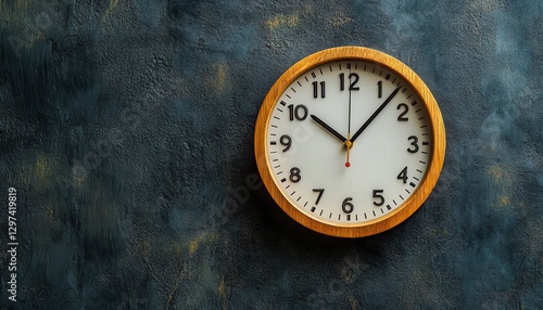 Wallpaper Mural Wooden wall clock displaying time in a bright outdoor setting with shadows cast by nearby foliage during the afternoon Torontodigital.ca