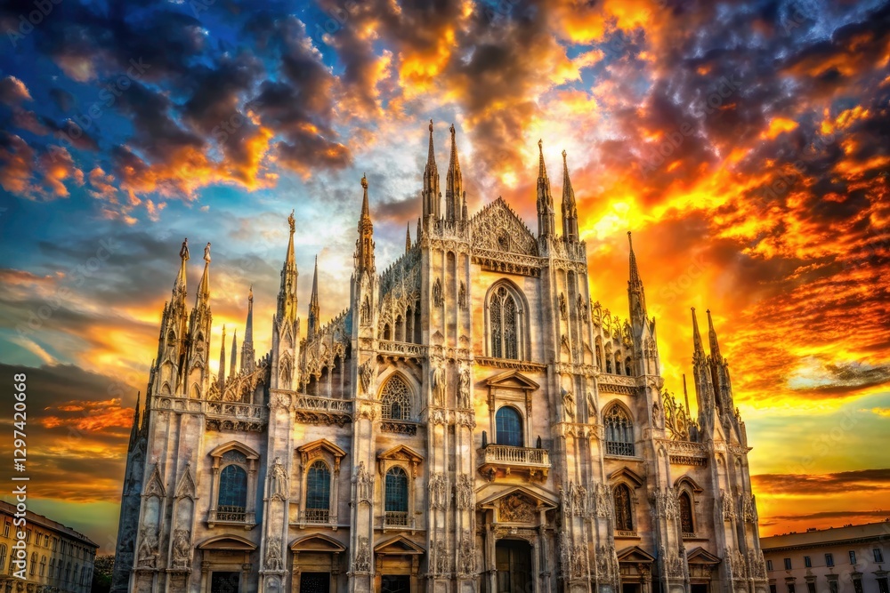 Fototapeta premium Milan Cathedral Double Exposure Italy Gothic Architecture Photography Surreal Art