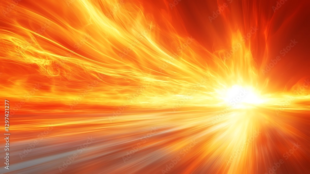 Obraz premium Fiery Sunset Over a Radiant Horizon Road