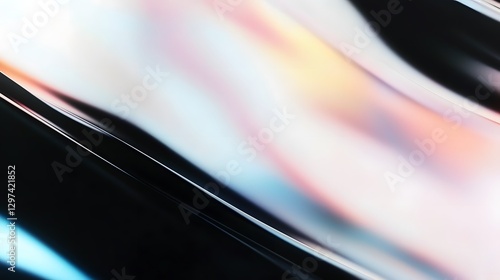 Abstract swirling iridescent colors reflecting light and shadows gracefully