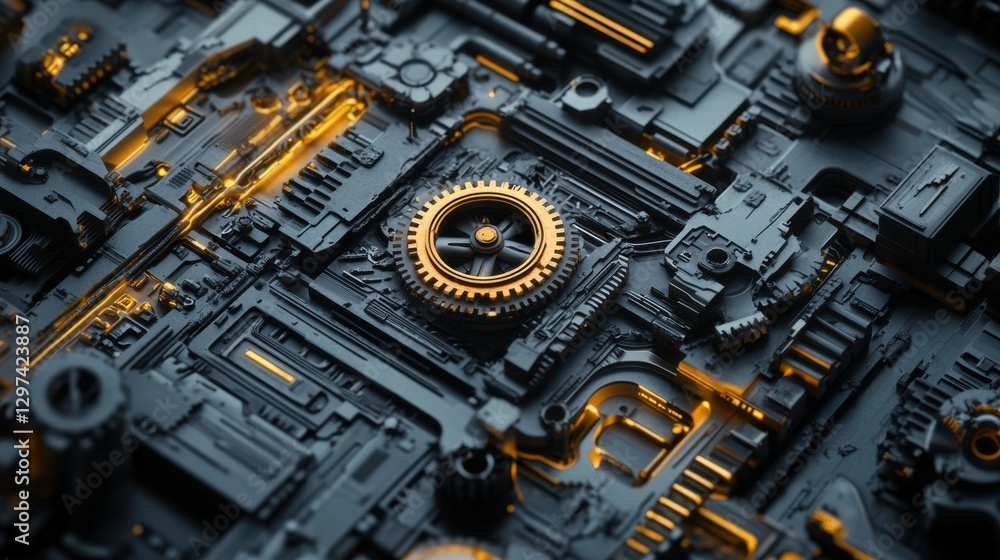 Fototapeta premium Minimalistic Machinery Manufacturing Concept Visual