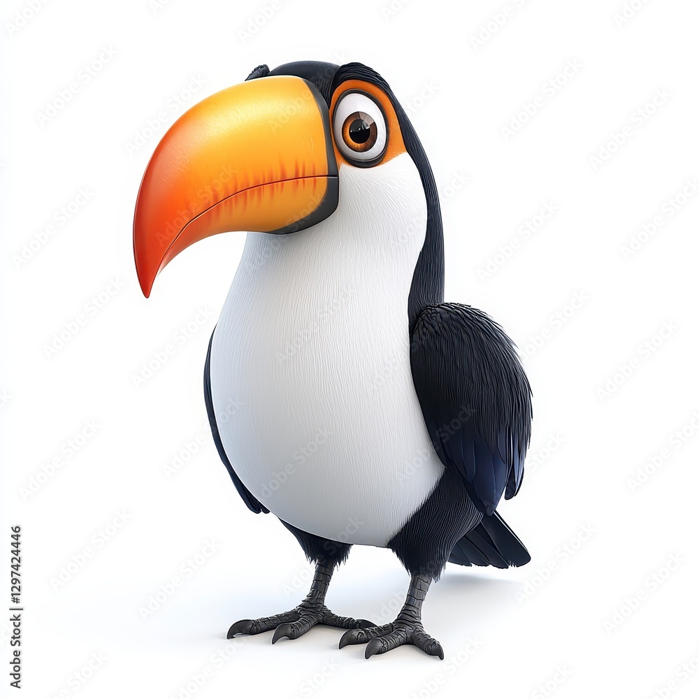Fototapeta premium Cheerful Cartoon Toucan Bird Illustration