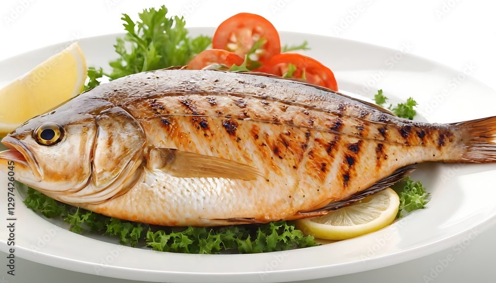 mage of grilled fish, isolated image on white background,Grilled seabass with vegetables on plate,Moldova,49 mage of grilled fish, isolated image on white background,Grilled seabass with vegetables on plate,Moldova,49