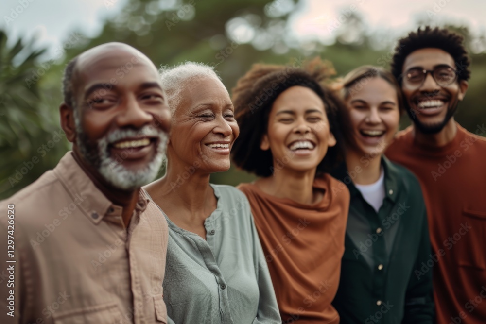 Group of diverse friends standing in a row and smiling. Multiethnic group of people bonding outdoors. Group of diverse friends standing in a row and smiling. Multiethnic group of people bonding outdoors.