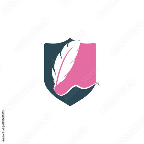 Feather Quill symbol vector design. Education and publication logo concept.