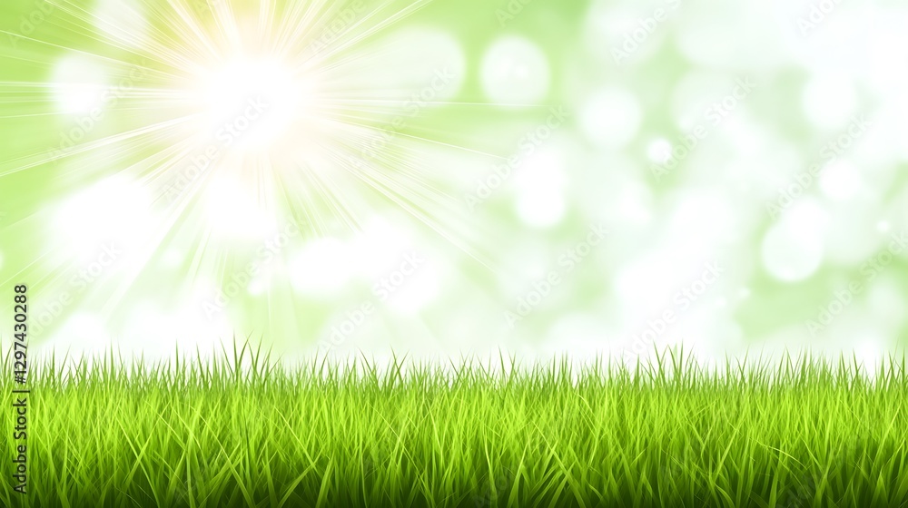 Obraz premium A bright sunny day with grass and bokeh background elements