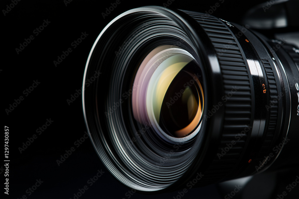Camera lens close-up on black background Camera lens close-up on black background