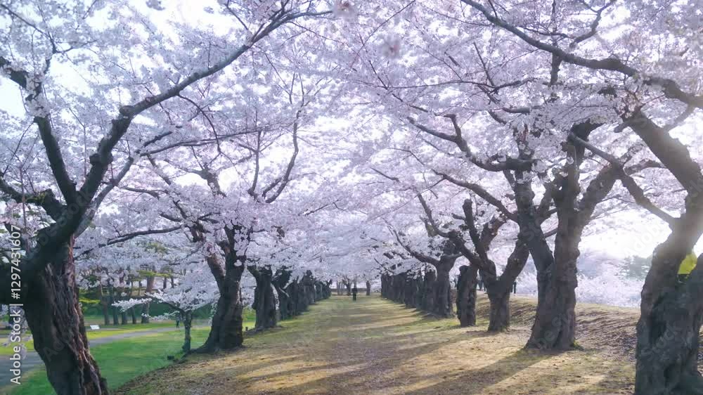 Walking along a road full of cherry blossoms, Hokkaido, Japan, beautiful 桜が沢山ある道で散歩 日本 北海道 美しい Walking along a road full of cherry blossoms, Hokkaido, Japan, beautiful 桜が沢山ある道で散歩 日本 北海道 美しい
