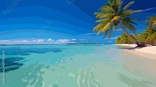 Tropical beach with palm trees