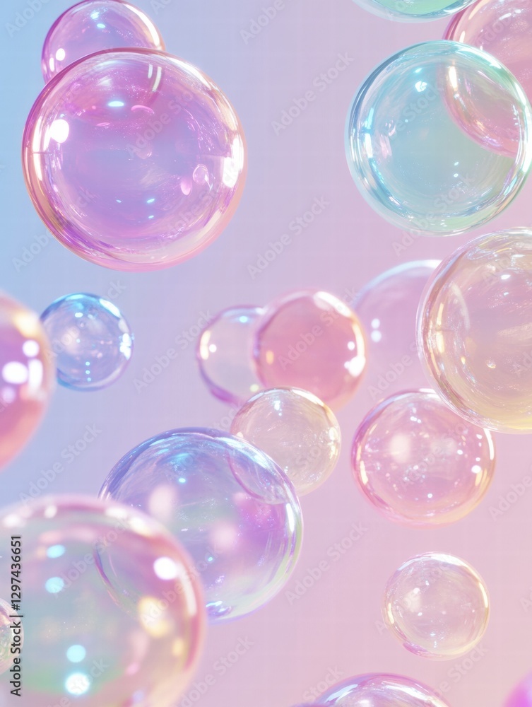 Colorful soap bubbles creating a cheerful repeating pattern on a pastel background. Generative AI Colorful soap bubbles creating a cheerful repeating pattern on a pastel background. Generative AI