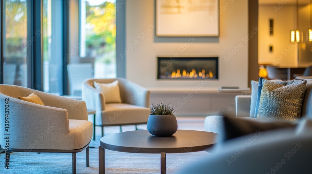 Cozy contemporary living room with comfortable seating and a fireplace, blending elegance and warmth.
Cozy contemporary living room with comfortable seating and a fireplace, blending elegance and warmth.