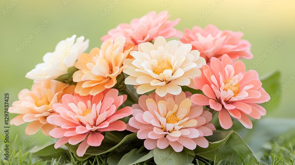 Fototapeta premium Peaceful nature setting with a vibrant floral arrangement of beautiful outdoor flowers