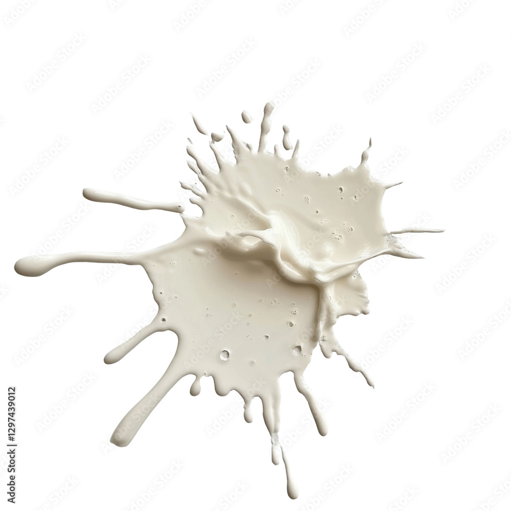 Creamy white paint splash on a transparent background, dynamic liquid explosion for artistic design and abstract concept Creamy white paint splash on a transparent background, dynamic liquid explosion for artistic design and abstract concept