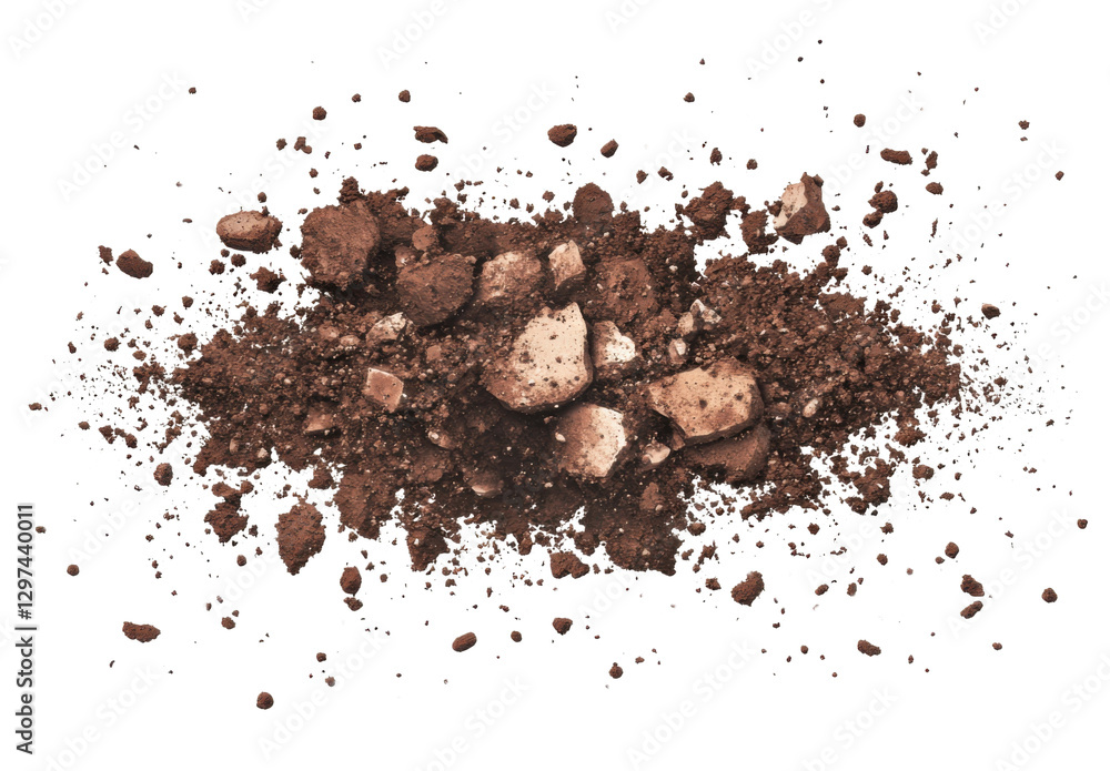Pile of Reddish Brown Soil and Rocks on a Transparent Background for Agricultural and Construction Concepts