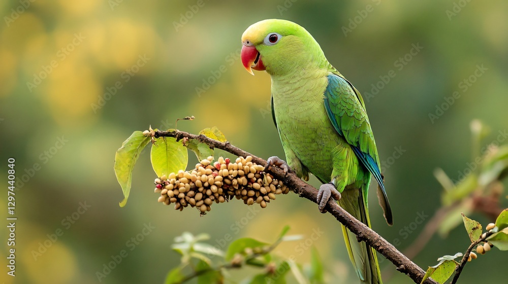 Female Plum-Headed Parakeet Perched on Tree - Exotic Bird Photography for Stock Female Plum-Headed Parakeet Perched on Tree - Exotic Bird Photography for Stock