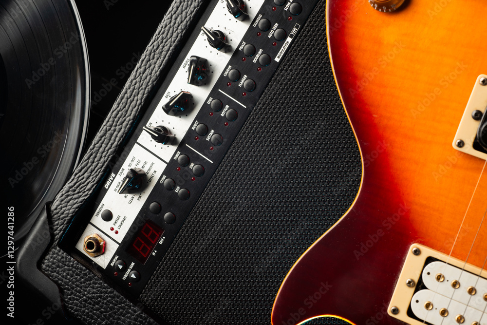 Photography abstract music background with instruments