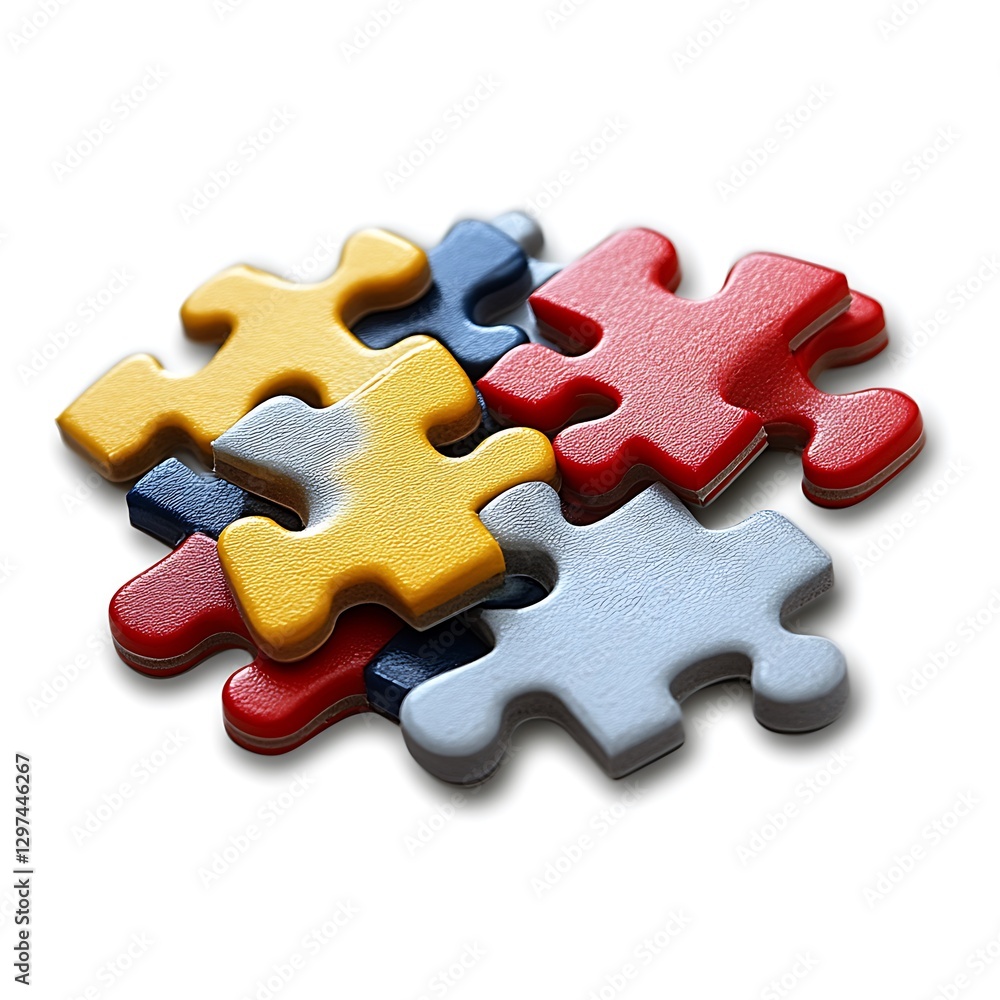 Fototapeta premium Colorful puzzle pieces on white background, solution concept