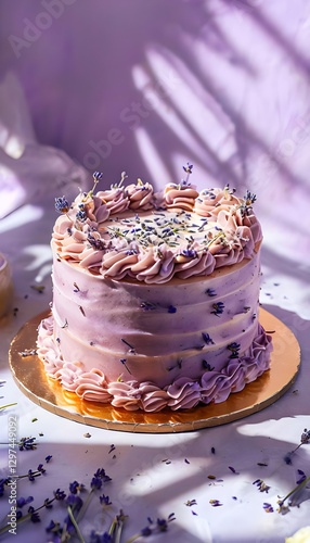 Exquisite Lavender Earl Grey Cake Adorned with Beautiful Floral Buttercream for a Delightful and Elegant Celebration