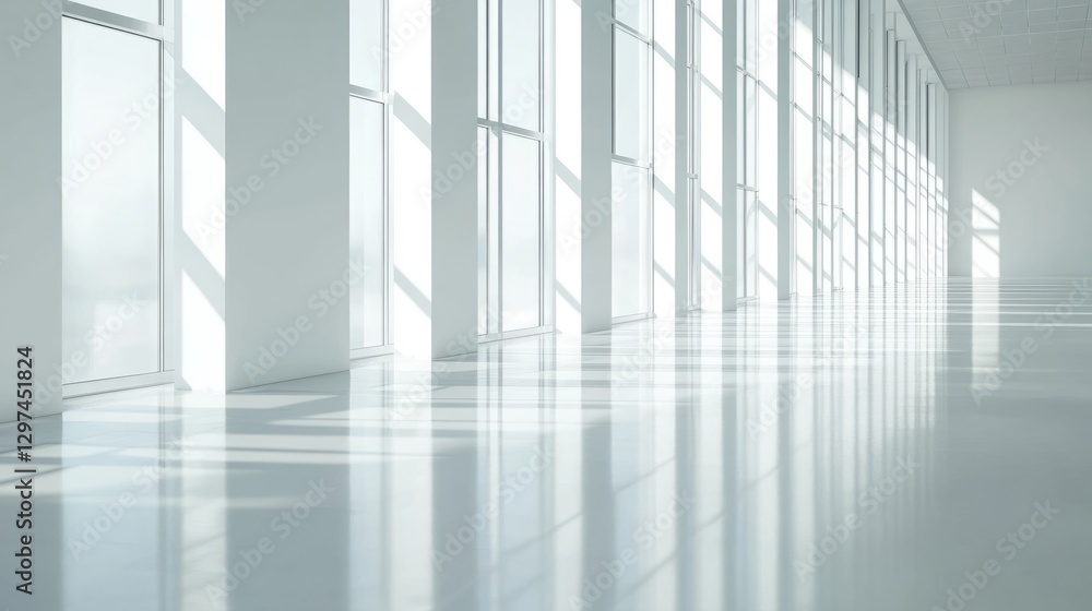 Fototapeta premium Sleek Office Lobby: Minimalist Elegance in White 