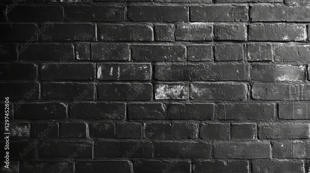 Fototapeta premium Textured dark gray brick wall background with rough surface details