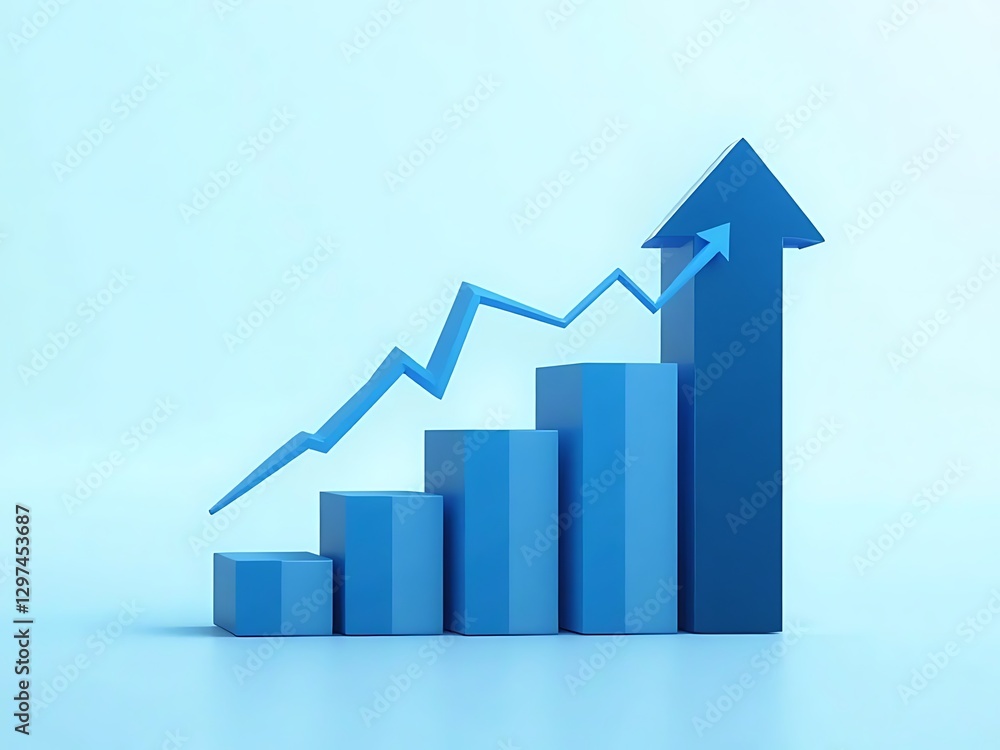Rising Bar Chart with Upward Trend Arrow Rising Bar Chart with Upward Trend Arrow