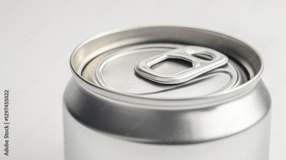 Close-up of aluminum soda can with sealed lid on white background Close-up of aluminum soda can with sealed lid on white background