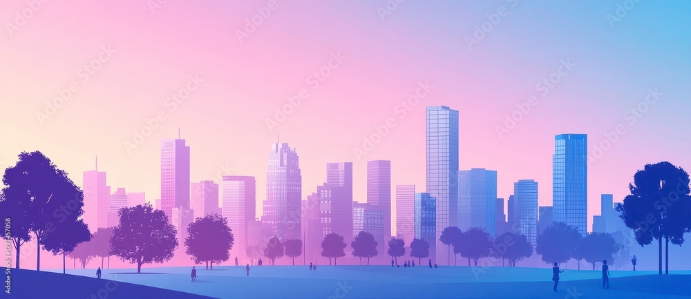Fototapeta premium Urban Silhouette at Sunset
