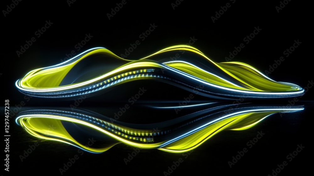 Fototapeta premium Abstract Neon Flow: A captivating visual symphony of flowing, neon-lit forms, blending vibrant colors and sleek lines to evoke a sense of dynamic energy and futuristic aesthetics.