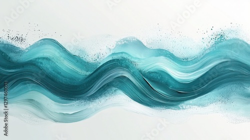 Abstract Teal and Aqua Brush Strokes - Dynamic 2D Flat Illustration