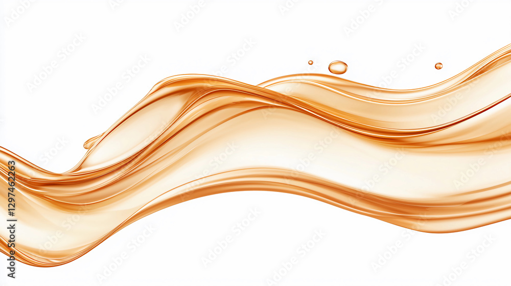 Obraz premium A smooth, flowing wave of orange liquid, creating a sense of movement and elegance against a white background.