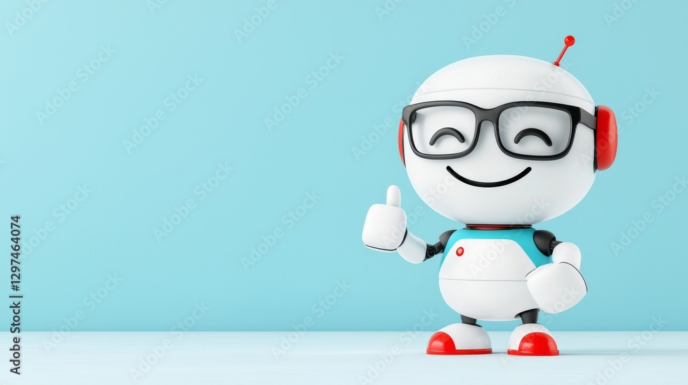 Robot character giving thumbs up studio digital art minimalist positive vibes Robot character giving thumbs up studio digital art minimalist positive vibes