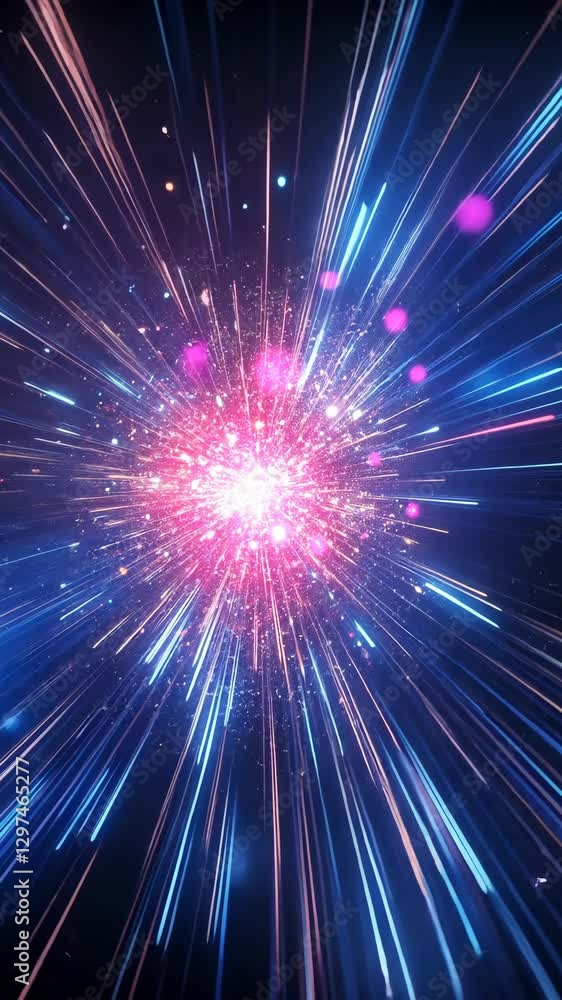 Colorful explosion of light creates a mesmerizing cosmic effect in a digital background Colorful explosion of light creates a mesmerizing cosmic effect in a digital background
