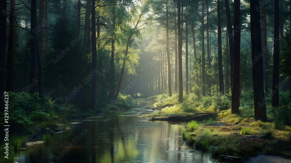Obraz premium Serene Forest Stream