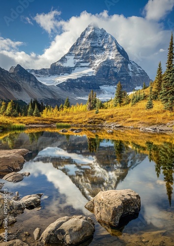 Serene Meadows in Canada's Mount Assiniboine Provincial Park - Ideal for Travel Publications and Nature Websites