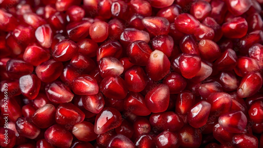 A CloseUp View of Juicy Red Pomegranate Seeds A CloseUp View of Juicy Red Pomegranate Seeds