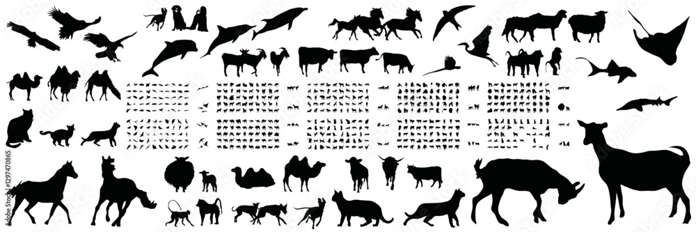 Fototapeta premium animal silhouette collection vector set wildlife isolated